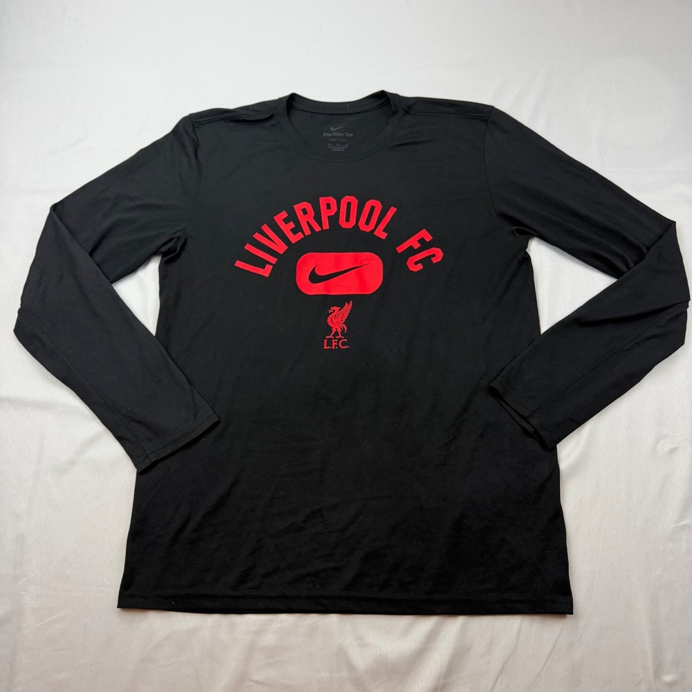 Nike Liverpool FC Shirt Mens Medium Black Long Sleeve Dri-FIT Soccer Tee
